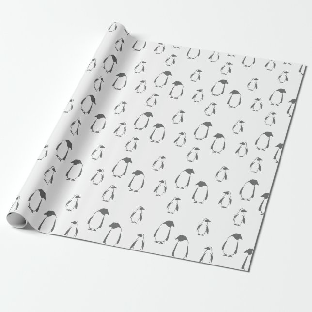 Christmas penguins pattern - Xmas gifts Wrapping Paper (Unrolled)