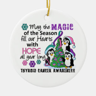 Christmas Penguins Thyroid Cancer Ceramic Ornament