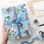 Christmas penguins winter sports Cute Funny Wrapping Paper<br><div class="desc">Cute Funny penguins winter sports Christmas Wrapping Paper for all your presents.</div>