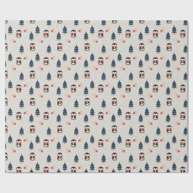 Christmas Penguins Wrapping Paper (Flat)