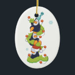 Christmas Penquins Ceramic Ornament<br><div class="desc">Three adorable Christmas Penquins.</div>
