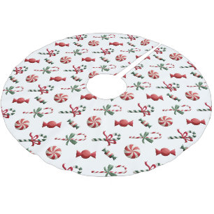 Christmas Peppermint Candies and Candy Canes Brushed Polyester Tree Skirt
