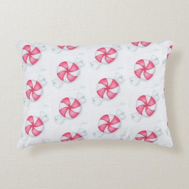 Christmas Peppermint Candy Accent Pillow (Front)