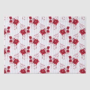 Christmas Peppermint   Candy Cane Poinsettia Holly Tissue Paper