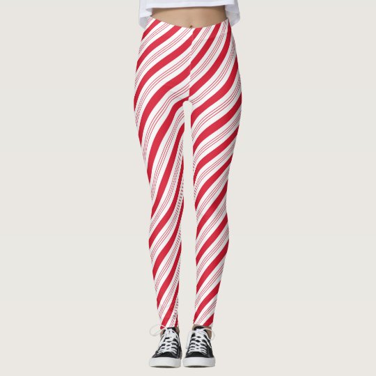 Christmas Peppermint Candy Cane Stripes Leggings | Zazzle.ca