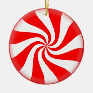 Christmas Peppermint Candy Ceramic Ornament
