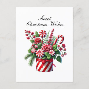 Christmas peppermint candy festive Customizable Holiday Postcard
