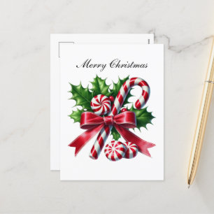 Christmas peppermint candy festive  holiday postcard