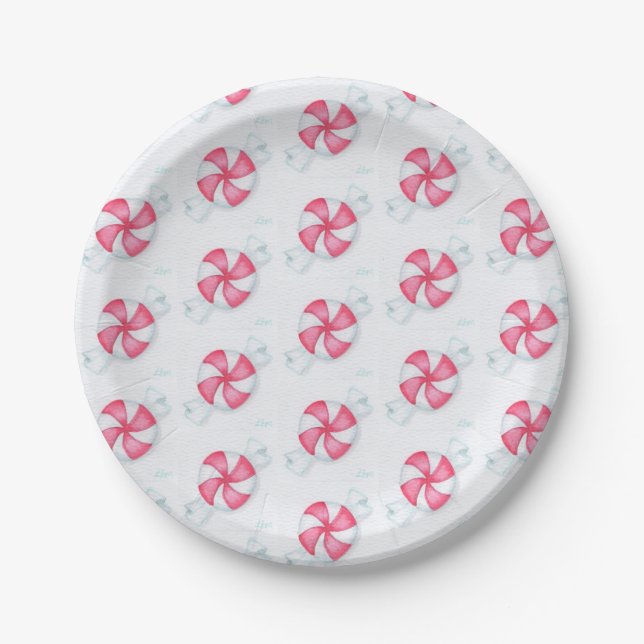 Christmas Peppermint Candy Paper Plate (Front)