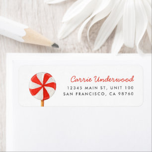 Christmas Peppermint Candy Return Address Label