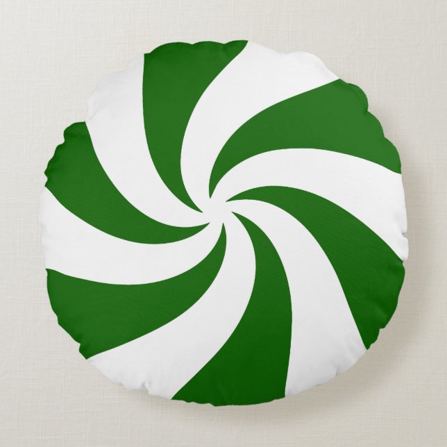 Christmas Peppermint Candy Round Pillow (Front)