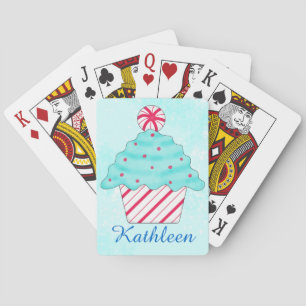 Christmas Peppermint Cupcake Art Poker Playing Cards
