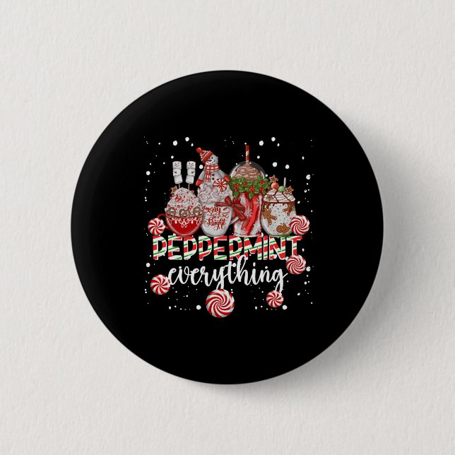 Christmas Peppermint Everything Coffee Chocolate M 2 Inch Round Button (Front)