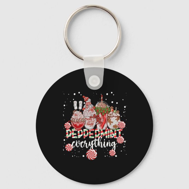 Christmas Peppermint Everything Coffee Chocolate M Keychain (Front)