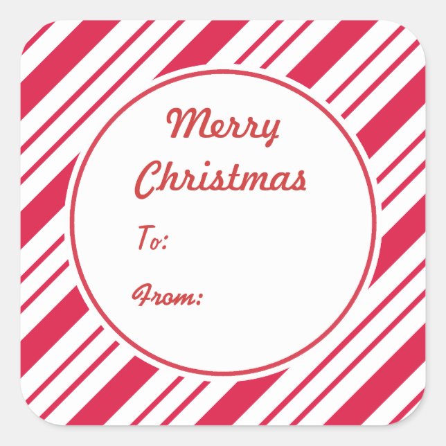 Christmas Peppermint Gift Tag Stickers (Front)