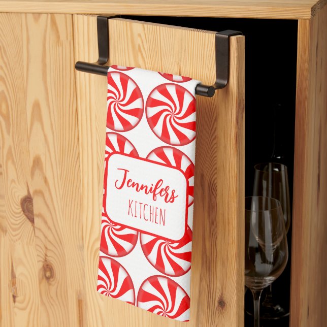 Christmas Peppermint Holiday Kitchen Towel (Thirds Fold)