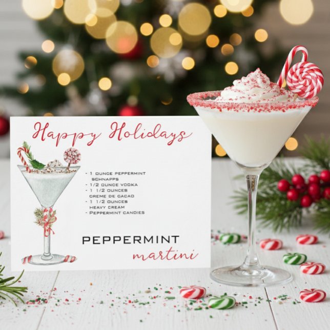 Christmas Peppermint Martini Cocktail Recipe   Postcard (Creator Uploaded)
