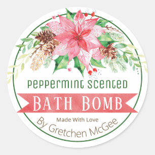 Christmas Peppermint Scented Bath Bomb Labels