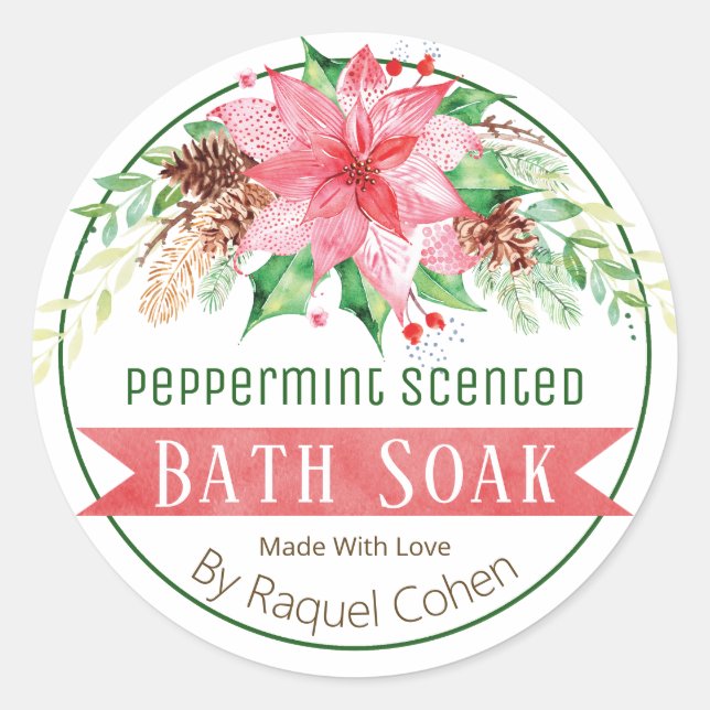 Christmas Peppermint Scented Bath Soak Labels (Front)