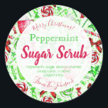 Christmas Peppermint Scented Sugar Scrub Labels<br><div class="desc">A bit of sugar,  a liquid soap of your choice and a bit of oil can work wonders when rubbed into the skin! Sprinkle some candy cane or peppermint candy over it and you have a luxurious Christmas gift. Click personalize to change the text to your own.</div>