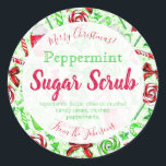 Christmas Peppermint Scented Sugar Scrub Labels<br><div class="desc">A bit of sugar,  a liquid soap of your choice and a bit of oil can work wonders when rubbed into the skin! Sprinkle some candy cane or peppermint candy over it and you have a luxurious Christmas gift. Click personalize to change the text to your own.</div>