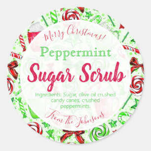 Christmas Peppermint Scented Sugar Scrub Labels