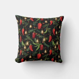 Christmas Peppers Throw Pillow