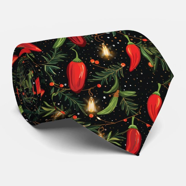 Christmas Peppers Tie (Rolled)
