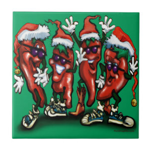 Christmas Peppers Tile