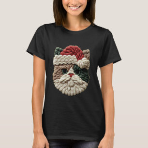 Christmas Persian Cat with Santa Hat Winter Aesthe T-Shirt