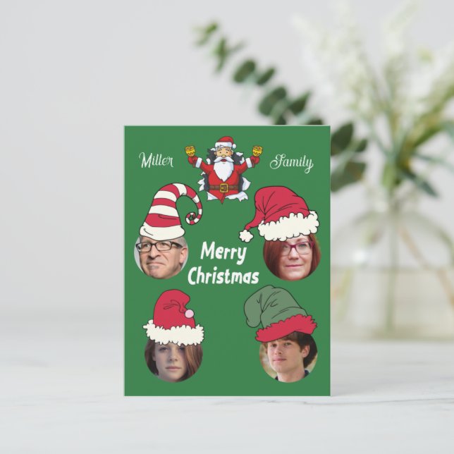 Christmas Personalised 4 Family Photo Card  (Standing Front)