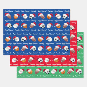 Christmas Personalized Baller Sports Wrapping Paper Sheet