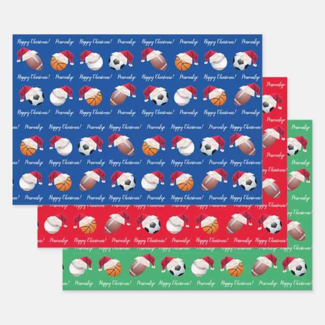 Christmas Personalized Baller Sports Wrapping Paper Sheet (Set)