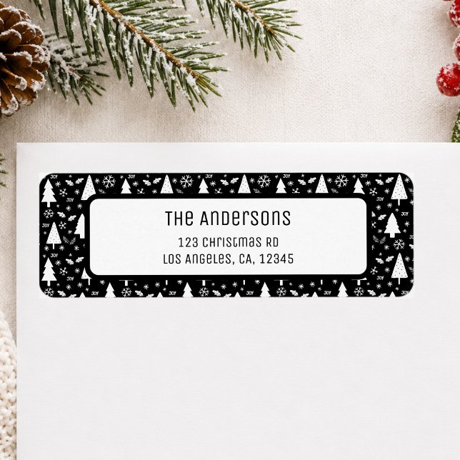 Christmas Personalized Black Return Address (Christmas Personalized Black Return Address Label)