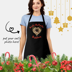 Christmas Personalized Cat Heart Photo Frame Apron