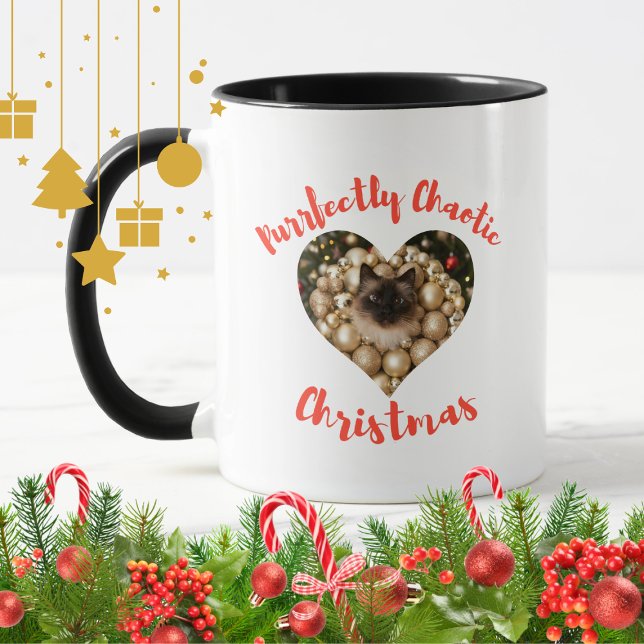 Christmas Personalized Cat Heart Photo Frame Mug (Creator Uploaded)