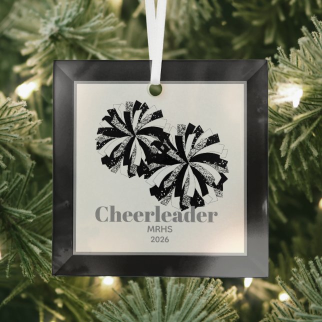 Christmas Personalized Cheer Poms Glass Ornament (Insitu)