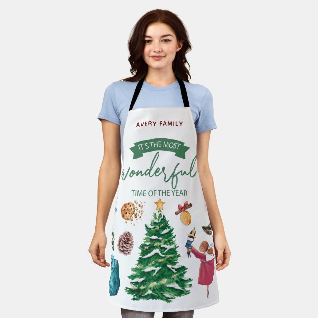 Christmas Personalized Cute Illustrations Apron (Worn)