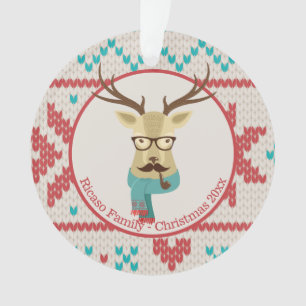 Christmas Personalized Hipster Deer Ornament