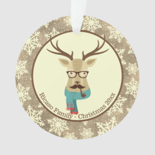 Christmas Personalized Hipster Deer Ornament