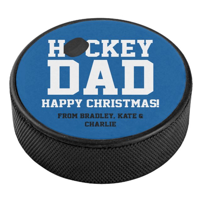 Christmas Personalized Hockey Dad Hockey Puck (3/4)