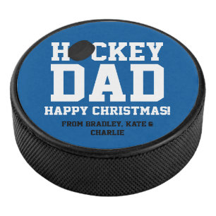 Christmas Personalized Hockey Dad Puck