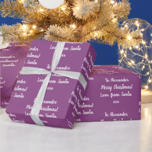 Christmas Personalized Love From Santa Purple  Wrapping Paper
