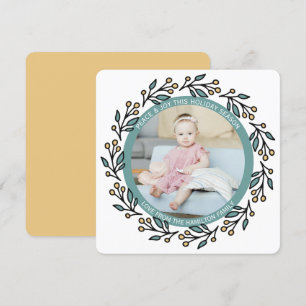 Christmas Personalized Modern Wreath Photo Holiday Card
