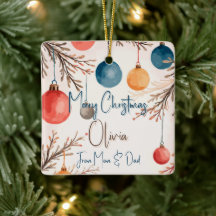 Christmas Personalized Pastel Watercolor Ornament