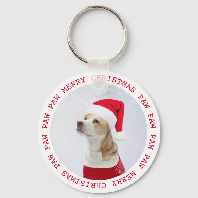 Christmas Personalized Pet Photo Keychain (Front)
