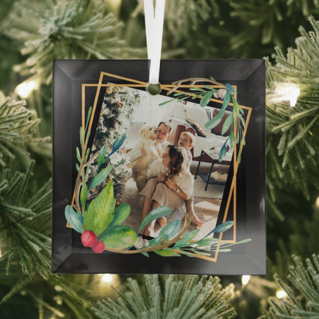 Christmas Personalized Photo Frame Glass Ornament (Insitu)