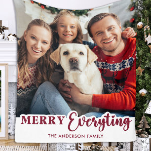 Christmas Personalized Photo Merry Everything Fleece Blanket