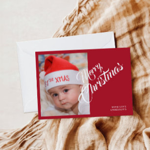 Christmas Personalized Photo Red Postcard