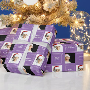 Christmas Personalized Photo Template Purple Wrapping Paper